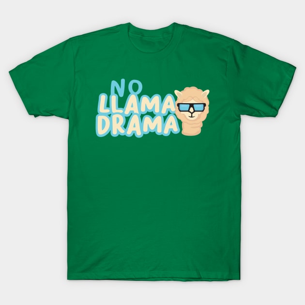 No Llama Drama Cool Llama with sunglass design T-Shirt by Uncle Fred Design